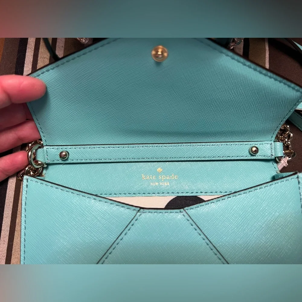 Kate Spade Turquoise/light blue Monday “Share your last piece of gum” Crossbody